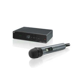 Sennheiser XSW 1-825-B Wireless Handheld Vocal Set, featuring a black microphone and receiver, suitable for vocal performances with 10 channel UHF, operating in the 614-638MHz range.