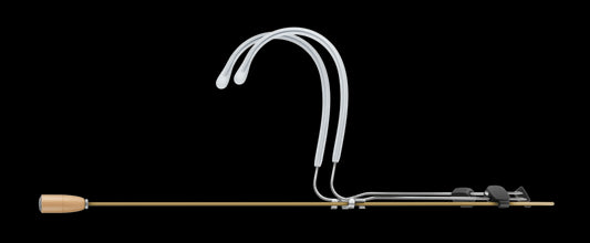 Side view of the Sennheiser HSP Essential Omni-Beige Neckmount Microphone with a 3.5mm jack