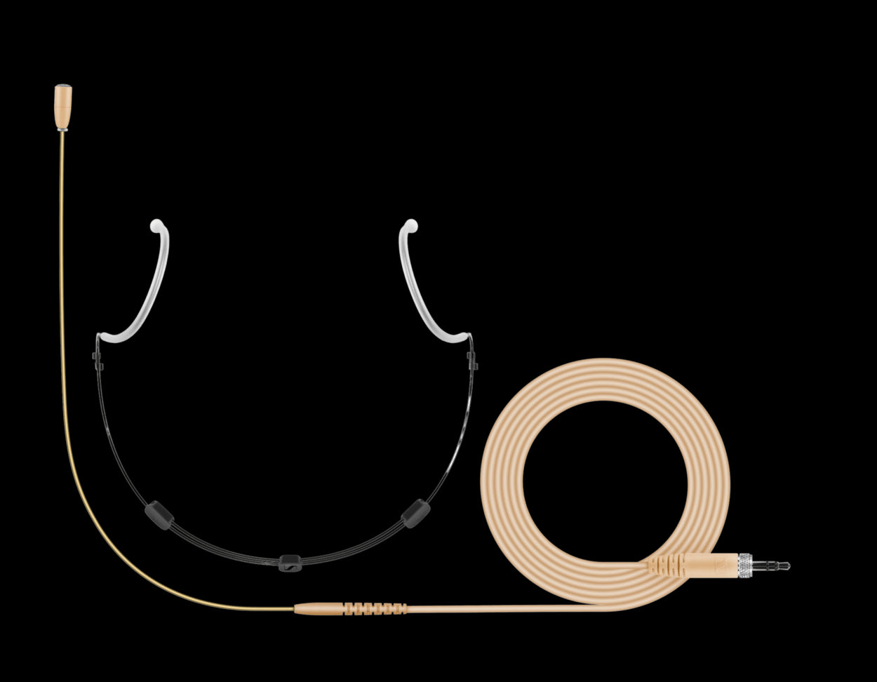 Sennheiser HSP Essential Omni-Beige Neckmount Microphone with a 3.5mm Jack, shown in a product shot cutout view.