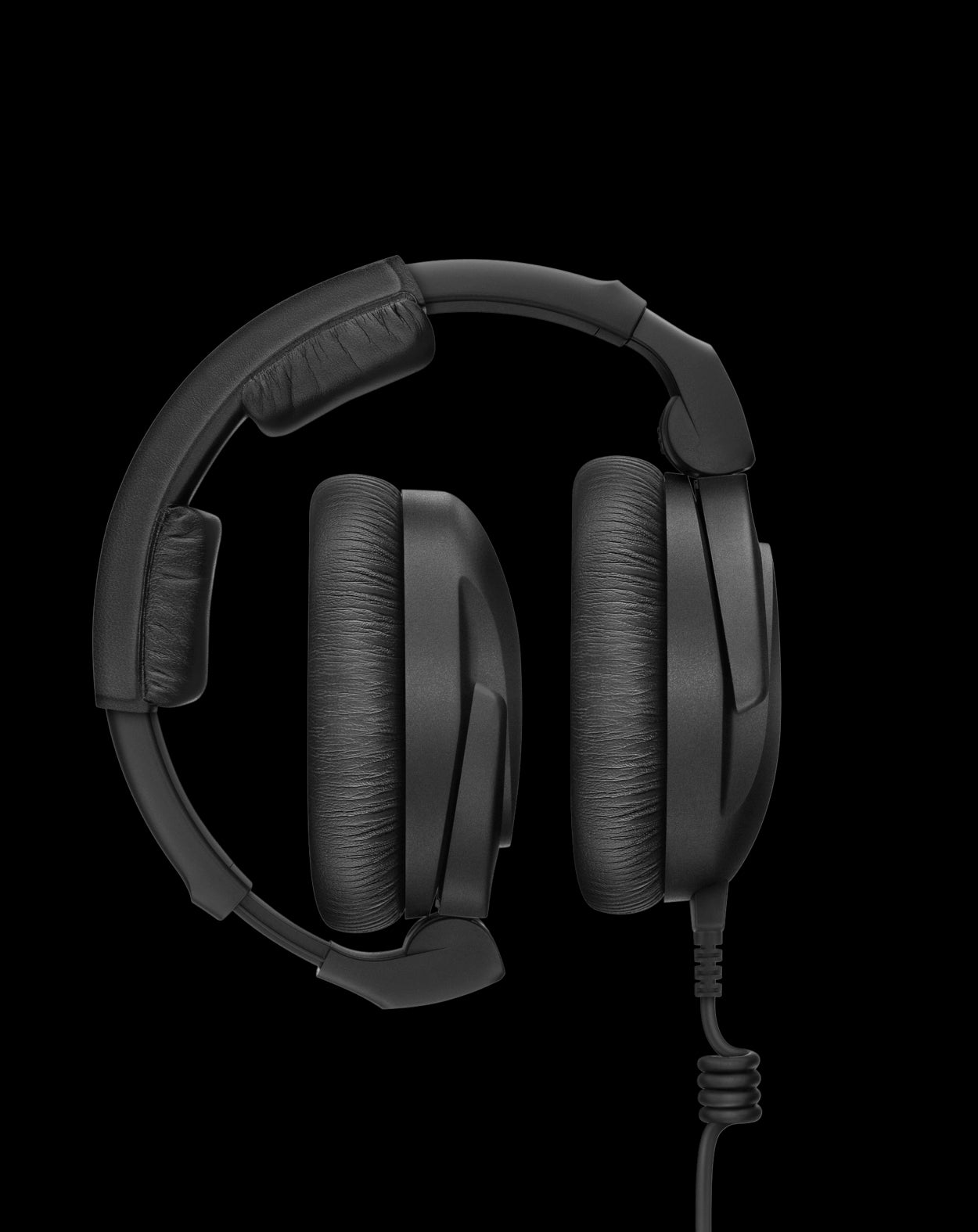 Sennheiser HD 300 PRO stereo circumaural headphones for monitoring, shown in a folded view with a 1.5m cable and 3.5mm jack.