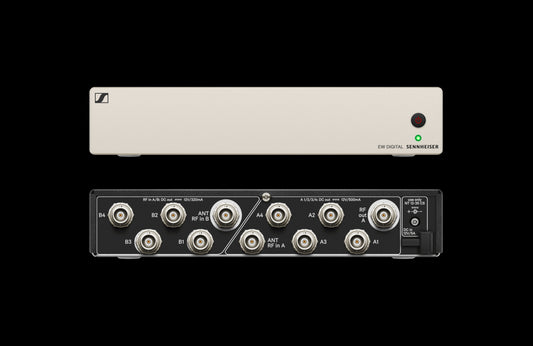 Front and back view of the Sennheiser EW-D ASA (Q-R-S), 470-694MHz Antenna Splitter
