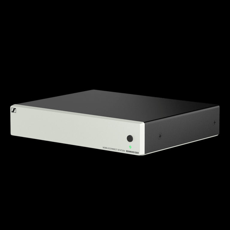 Front and side view of the Sennheiser MobileConnect Station (MCS, CS2) Audio Streaming Server