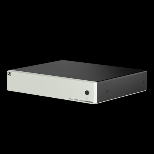 Front and side view of the Sennheiser MobileConnect Station (MCS, CS2) Audio Streaming Server