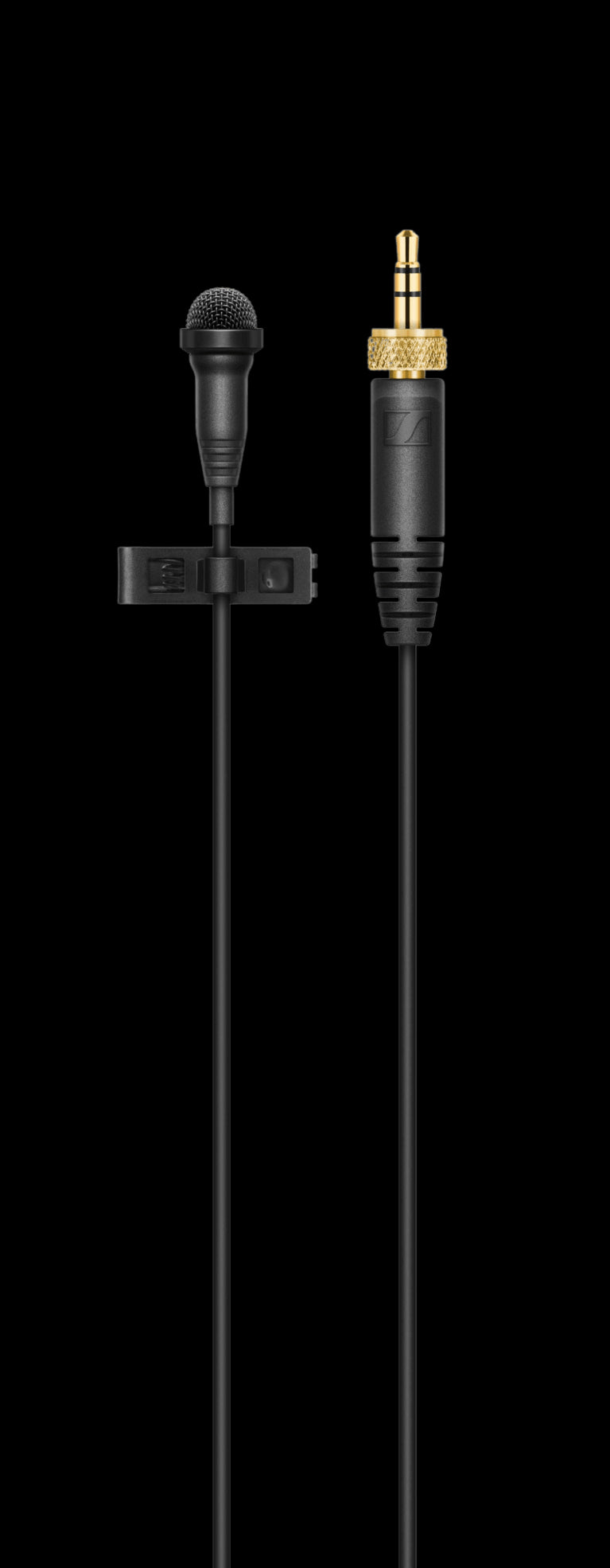 Sennheiser ME 2 clip-on lapel microphone with a non-replaceable pop shield, shown in a front view product shot.