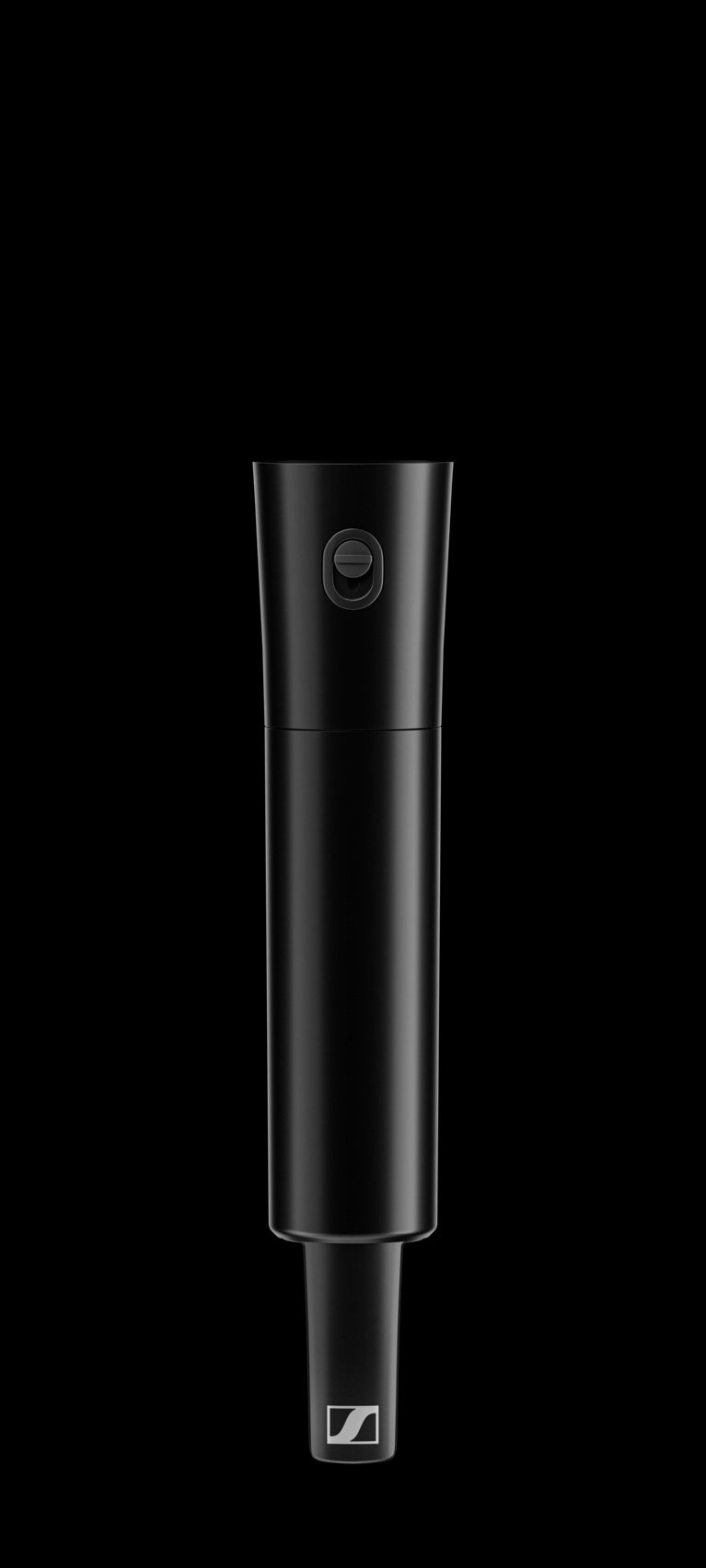 Front view of the Sennheiser EW-DX SKM-S (S1-10) Handheld Transmitter without the capsule, showcasing the sleek design of the wireless microphone transmitter.