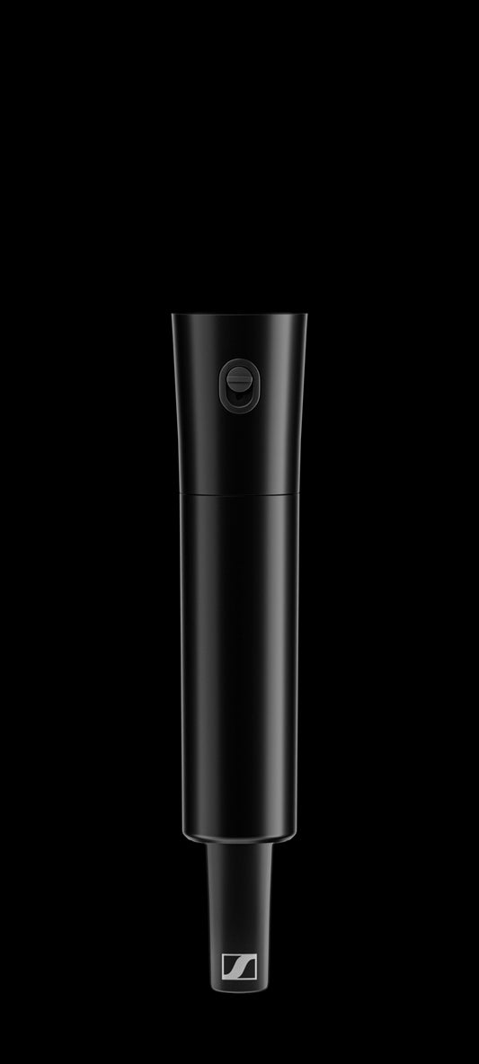 Front view of the Sennheiser EW-DX SKM-S (S1-10) Handheld Transmitter without the capsule, showcasing the sleek design of the wireless microphone transmitter.