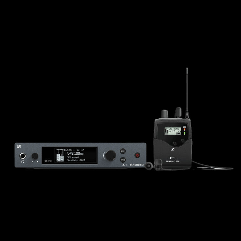 Sennheiser EW IEM G4-A Monitor Set, 516-558MHz, showing the wireless in-ear monitoring system with receiver and transmitter.