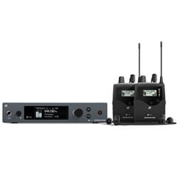 Sennheiser EW IEM G4-TWIN-A In-Ear Monitoring Set, featuring 2x EK IEM G4 receivers and SR IEM G4 transmitter operating in the 516-558MHz range.