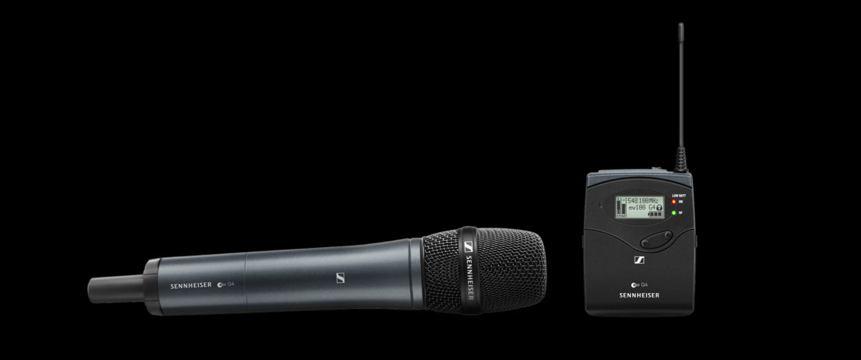 Sennheiser EW 135P G4-B Wireless Camera Handheld Set, 626-668MHz, featuring a handheld transmitter and receiver.