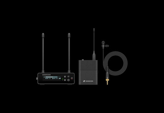 Product image of the Sennheiser EW-DP ME2 SET (S1-7) Wireless Lavalier Set, featuring a lavalier microphone and wireless receiver.