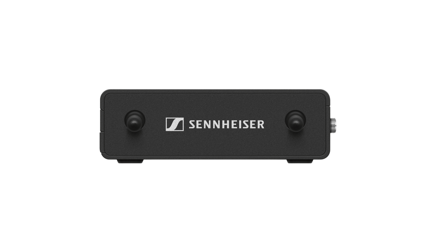 Sennheiser EW-DP EK Digital UHF Camera-Mount Receiver displayed from the back.