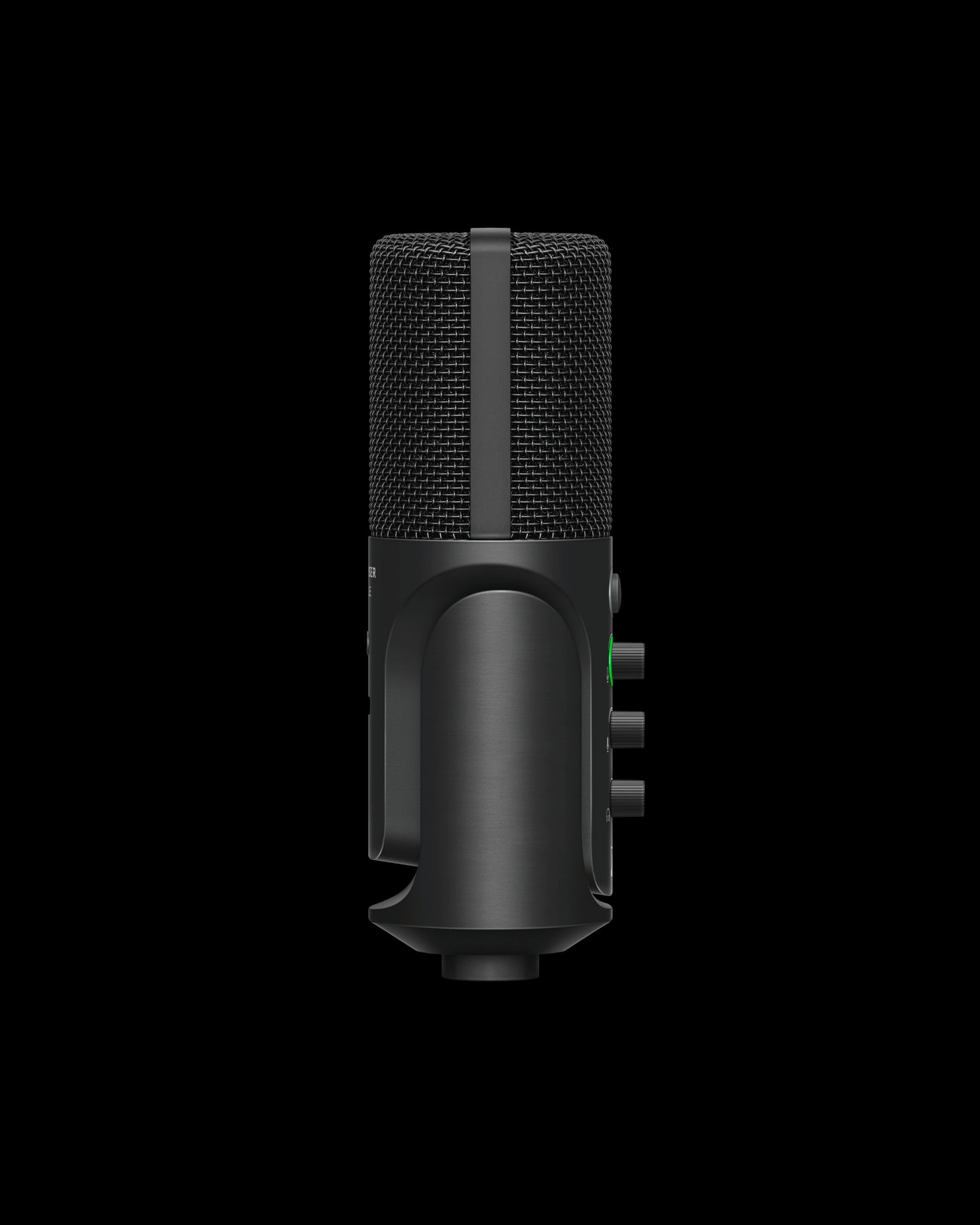Sennheiser Profile Streaming Set including a USB microphone with a 3-meter USB-C cable, boom arm, and pouch, shown from the side.