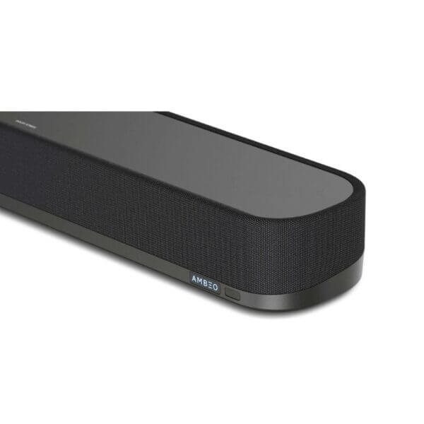 Sennheiser AMBEO Soundbar Mini in black color, showcasing a sleek and compact design, ideal for enhancing audio experience.