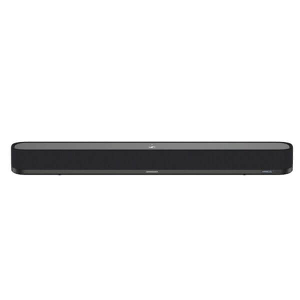 Sennheiser AMBEO Soundbar Mini in black, showcasing the compact and sleek design of the high-quality soundbar.