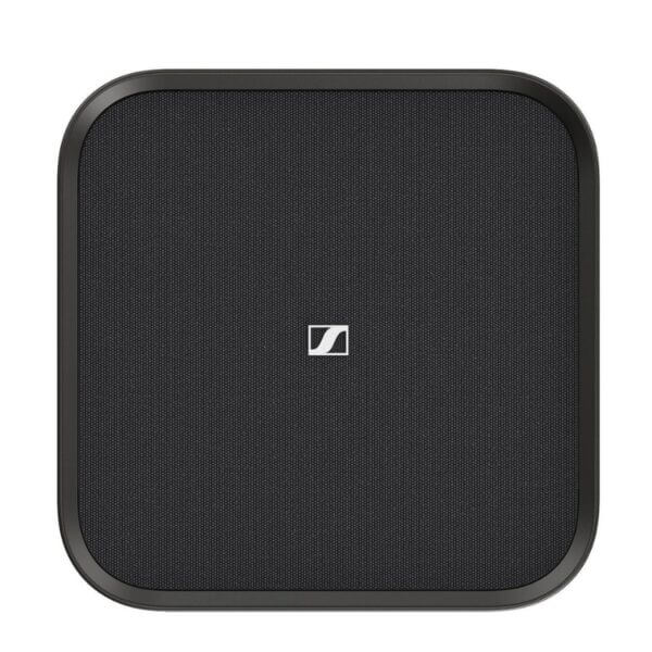 Sennheiser AMBEO Soundbar Subwoofer 02 in black, European model, displayed on a white background