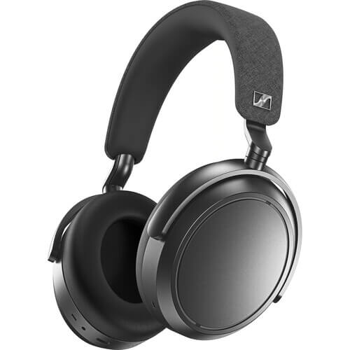 Sennheiser Momentum 4 Around Ear Wireless Headphones in Graphite color, showcasing the sleek design and comfortable ear cushions.