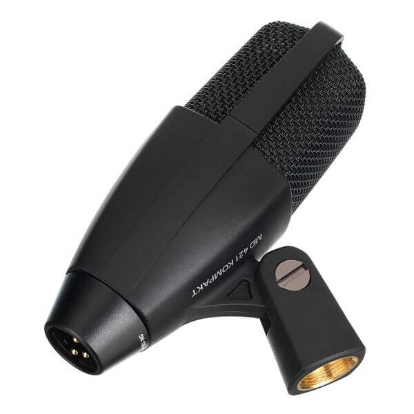 Sennheiser MD 421 Kompakt Dynamic Microphone with Drum Clamp, showcasing its professional sound quality and design.