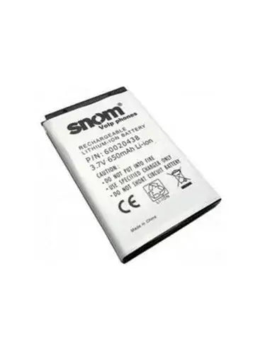 Snom rechargeable lithium-ion battery with a voltage of 3.7V and a capacity of 650mAh.