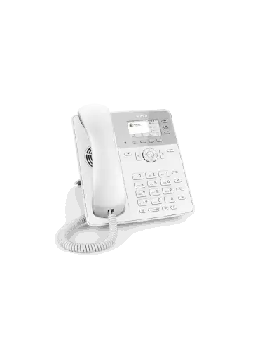 Snom D717 6-Line SIP Phone in white with a wide color TFT display and USB connectivity.