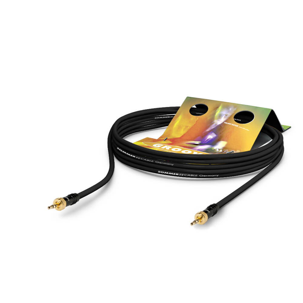 SOMMER CABLE SC-Goblin Patch & Microphone Cable in black with PVC jacket, featuring two 0.14 mm² conductors.