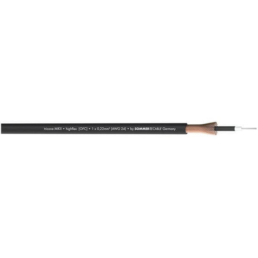 Sommer Cable Tricone MKII Instrument Cable with a PVC sheath, 1 x 0.22 mm², in black color.