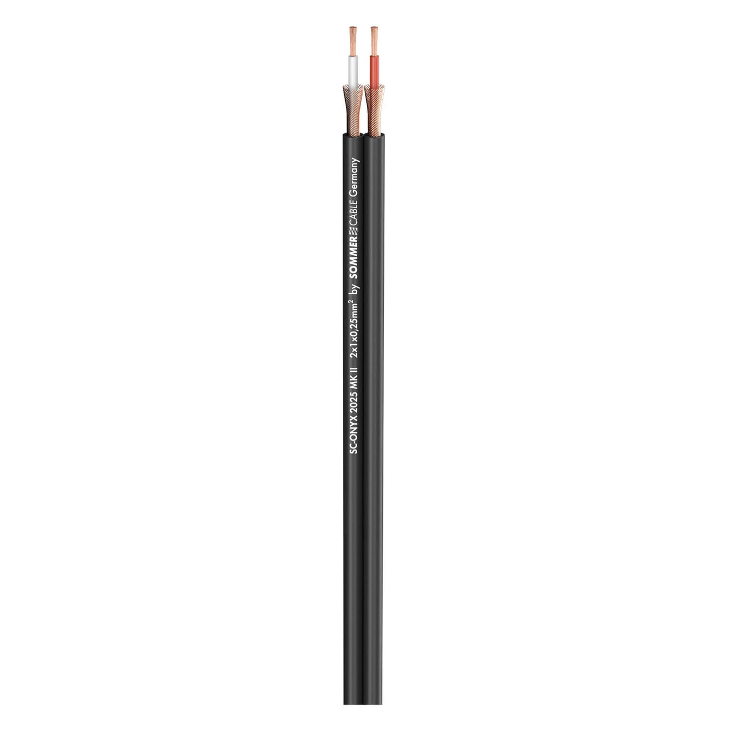 SOMMER CABLE SC-ONYX 2025 MKII Patch & Instrument Cable in black, featuring 2 x 1 x 0.25 mm² PVC construction.