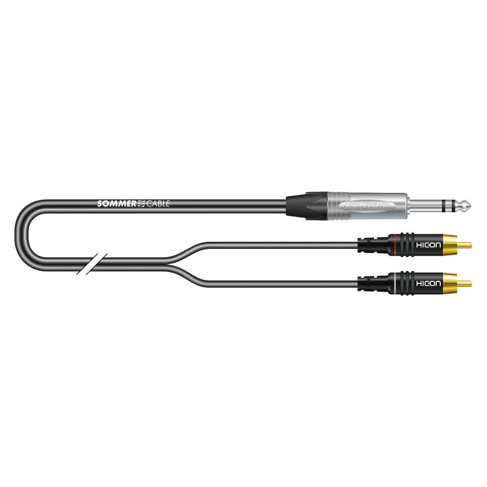 SOMMER CABLE SC-ONYX 2025 MKII Patch & Instrument Cable in black, featuring 2 x 1 x 0.25 mm² PVC construction.