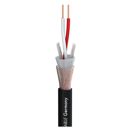 SOMMER CABLE DMX BINARY 234 AES/EBU MKII cable with 2 x 0.34 mm² conductors in a black PVC jacket, 1000 meters long, designed for data transmission.