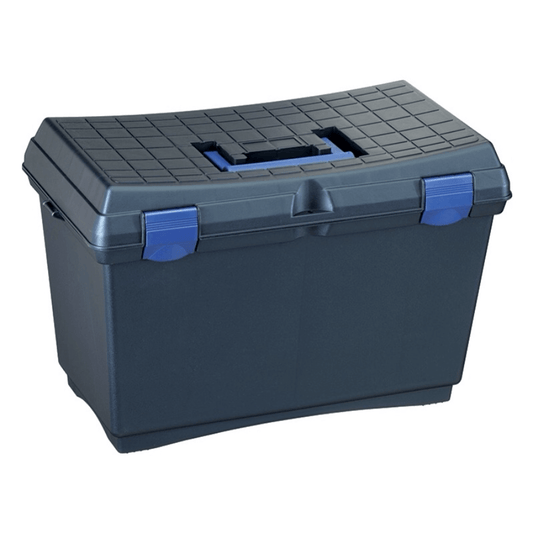 Midnight Blue Polypropylene Grooming Case with Movable Tray, Internal Divider, and Removable Brush Holder
