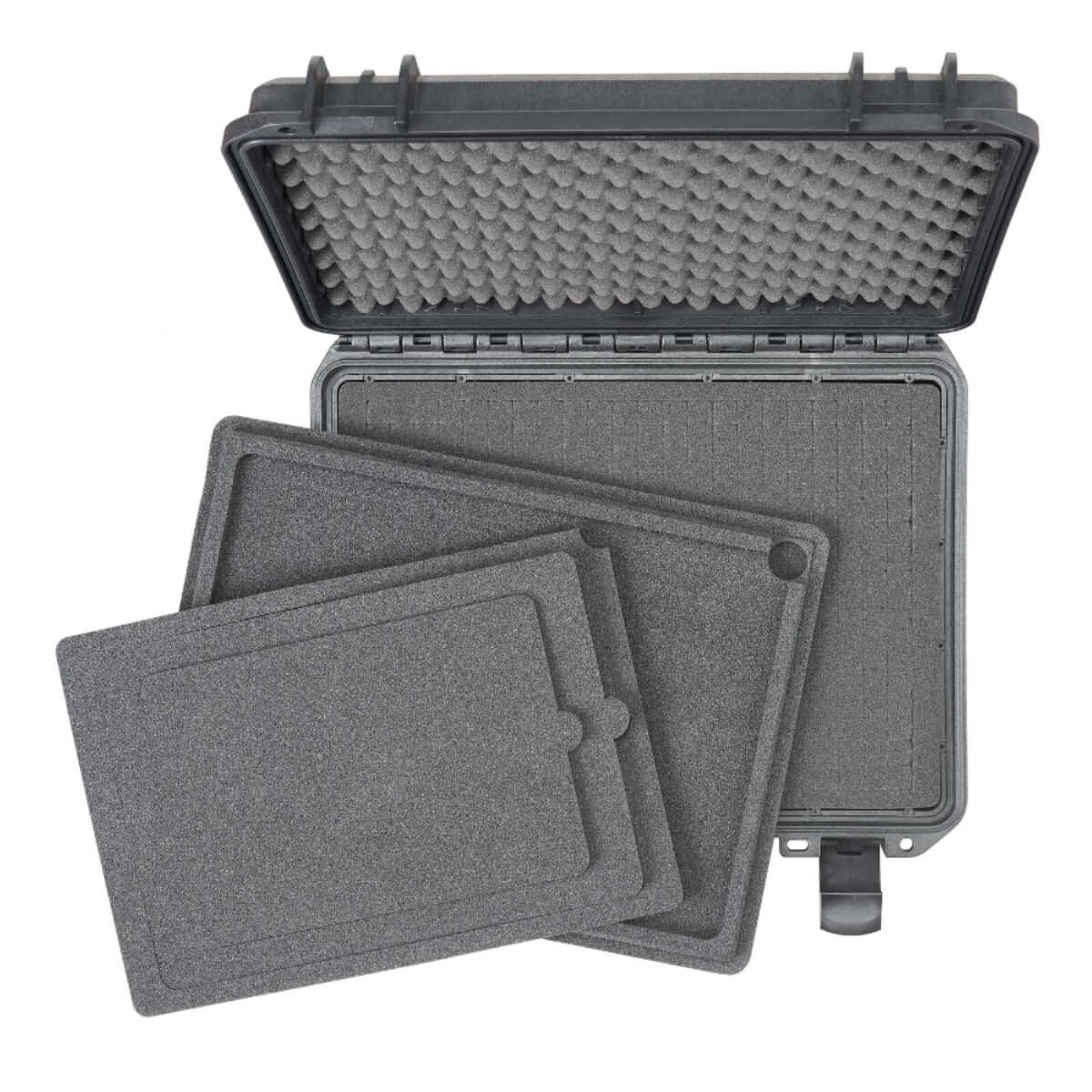 SP PRO 380H115 Watertight Black Laptop Carry Case with Cubed Foam Inserts designed for laptops and tablets.