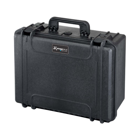SP PRO 380H160CAM Black Carry Case with padded dividers, designed to be waterproof and impact resistant, dimensions L380xW270xH160mm.