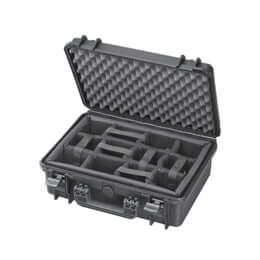 SP PRO 430CAM Black Carry Case with Padded Dividers, IP67 Certified, dimensions L426xW290xH159mm.