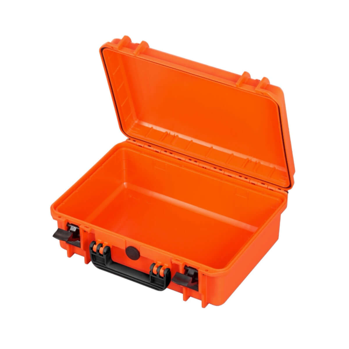 SP PRO 430S Orange Carry Case with cubed foam interior, dimensions L426xW290xH159mm, IP67 certified for water and dust resistance.