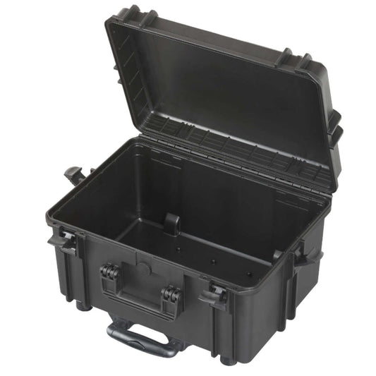 SP PRO 465H220TR Black Trolley Case with Convoluted Foam, designed to be watertight and IP67 certified, shown empty.