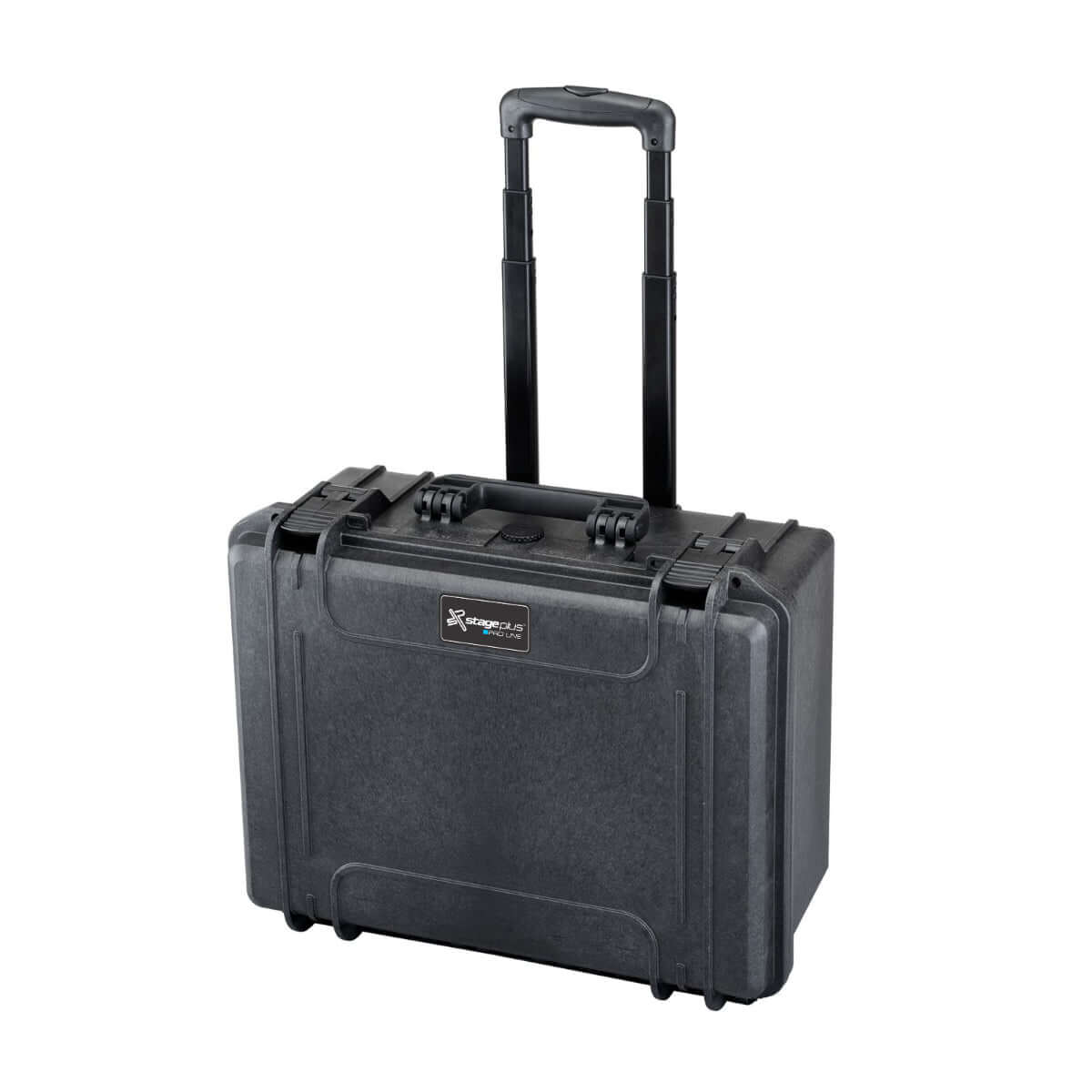SP PRO 465H220TR Black Trolley Case with convoluted foam interior, designed to be watertight and IP67 certified, shown empty.
