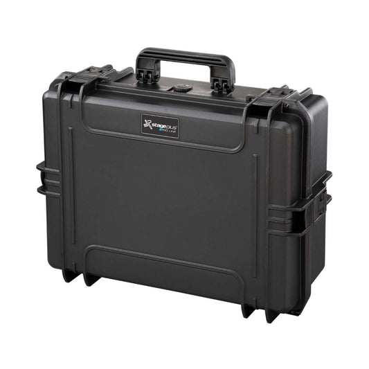SP PRO 505CAM Black Carry Case with padded dividers, showcasing its durable design and IP67 certification, dimensions L500xW350xH194mm.