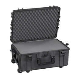 SP PRO 540H245STR Black Trolley Case with Cubed Foam, watertight and IP67 certified, dimensions L538xW405xH245mm.