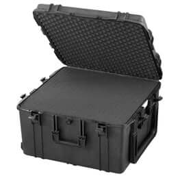 SP PRO 615S Black Carry Case with cubed foam inserts, designed for IP67 waterproof protection.
