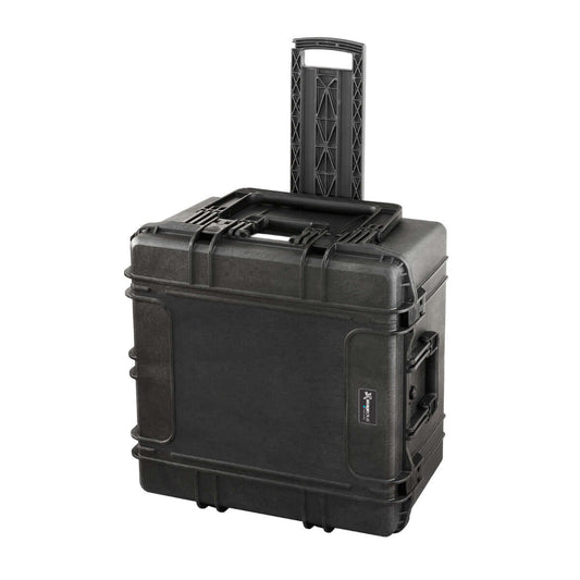 SP PRO 615TR Black Trolley Case, watertight and IP67 certified, shown empty with convoluted foam lid.