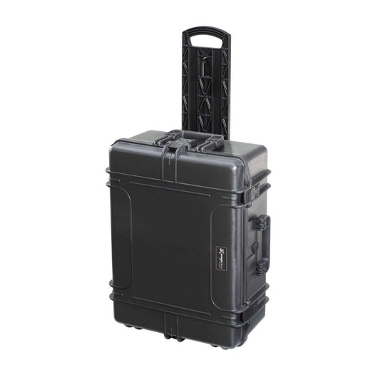 SP PRO 620H250TR Black Trolley Case with Convoluted Foam Lid, showcasing its watertight design, IP67 certification, and ATA 300 compliance.
