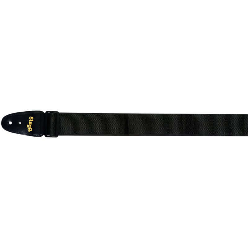 Stagg BJA006BK 2 Inch Black Nylon Guitar Strap suitable for both electric and acoustic guitars.