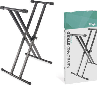 Image of the Stagg KXS A6 Heavy Duty Double-X Keyboard Stand featuring adjustable height.