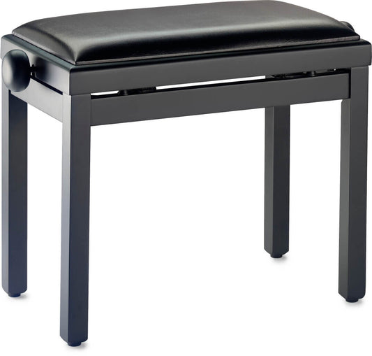 Premium Matt Black Piano Bench with Black Vinyl Top from Stagg, designed for comfort and style.