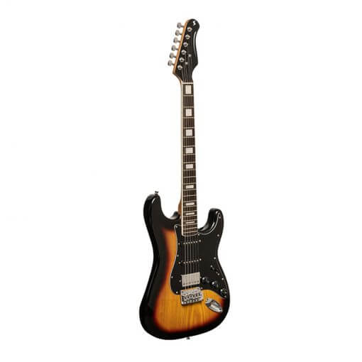 Stagg SES60 SNB Vintage Series Solid Alder Body Electric Guitar in Sunburst color.