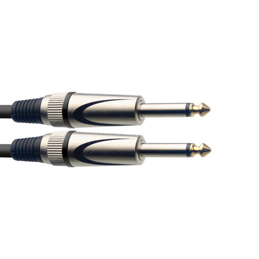 Stagg SGC1.5 1.5m 1/4" to 1/4" instrument cable with heavy-duty connectors, showcasing its durable design.