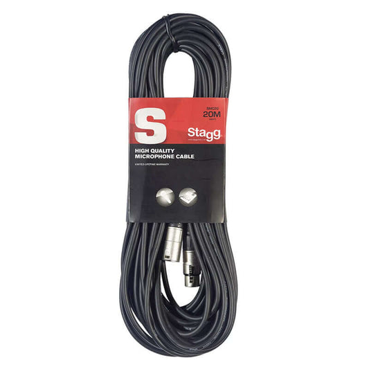 Stagg SMC20 - 20m XLR Male to XLR Female Microphone Cable for Professional Audio