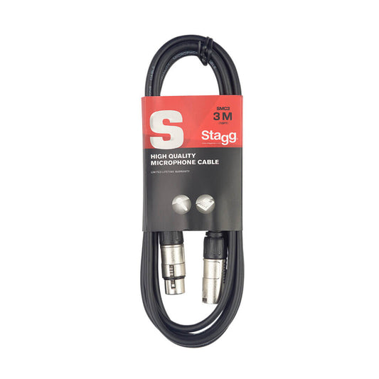 Stagg SMC3 - 3m XLR Male to XLR Female Microphone Cable suitable for studio and stage use.