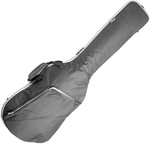 Stagg STB10 UB Full-Size Bass Guitar Bag in black, featuring 10mm foam padding for protection.