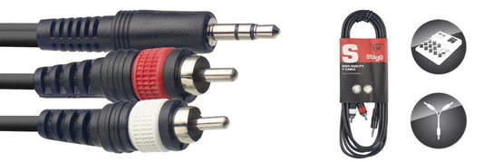 Stagg SYC3 MPSB2CM E - 3m Mini Stereo to Dual RCA Y Cable