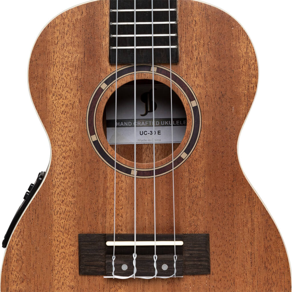 Stagg UC 30 Concert Mahogany Ukulele displayed with its gig bag.